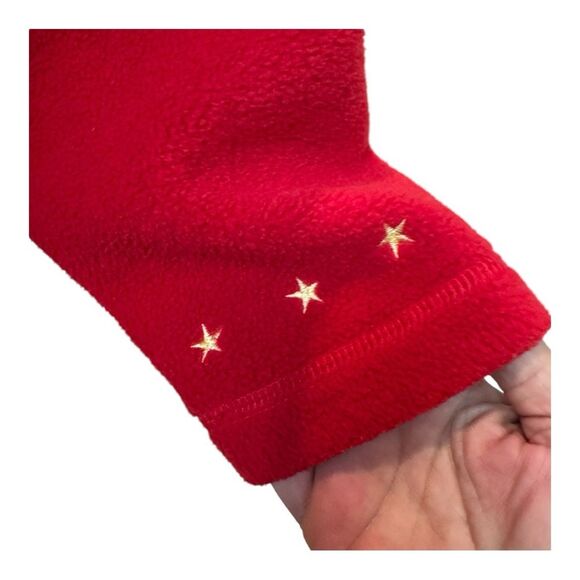 Red Fleece Christmas Cardigan Teddy Bear Tree Holiday Embroidered Sweater - Picture 4 of 11